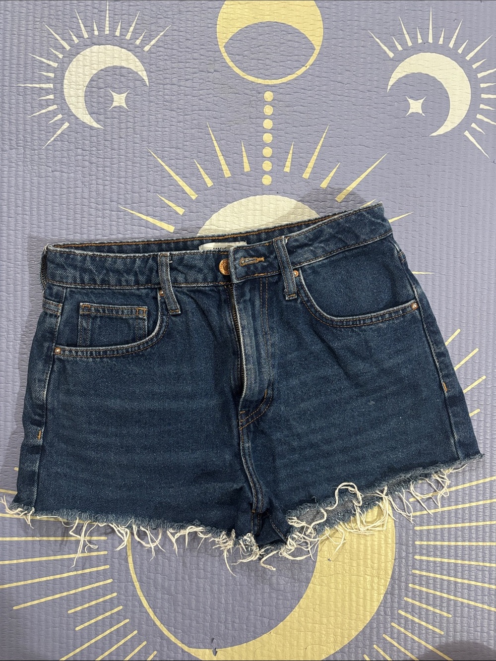 Forever 21 Dark Blue Denim Cutoff High-Rise Shorts